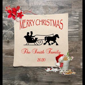 Custom Old Fashioned Sleigh Ride Pillow